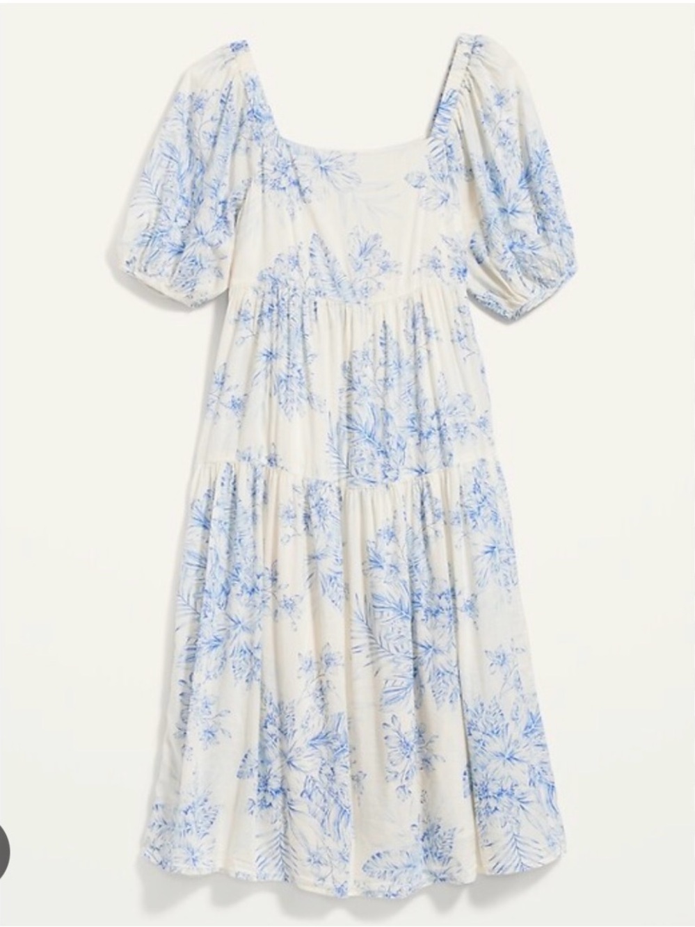 Old Navy Cream and Light Blue Floral Midi Dress